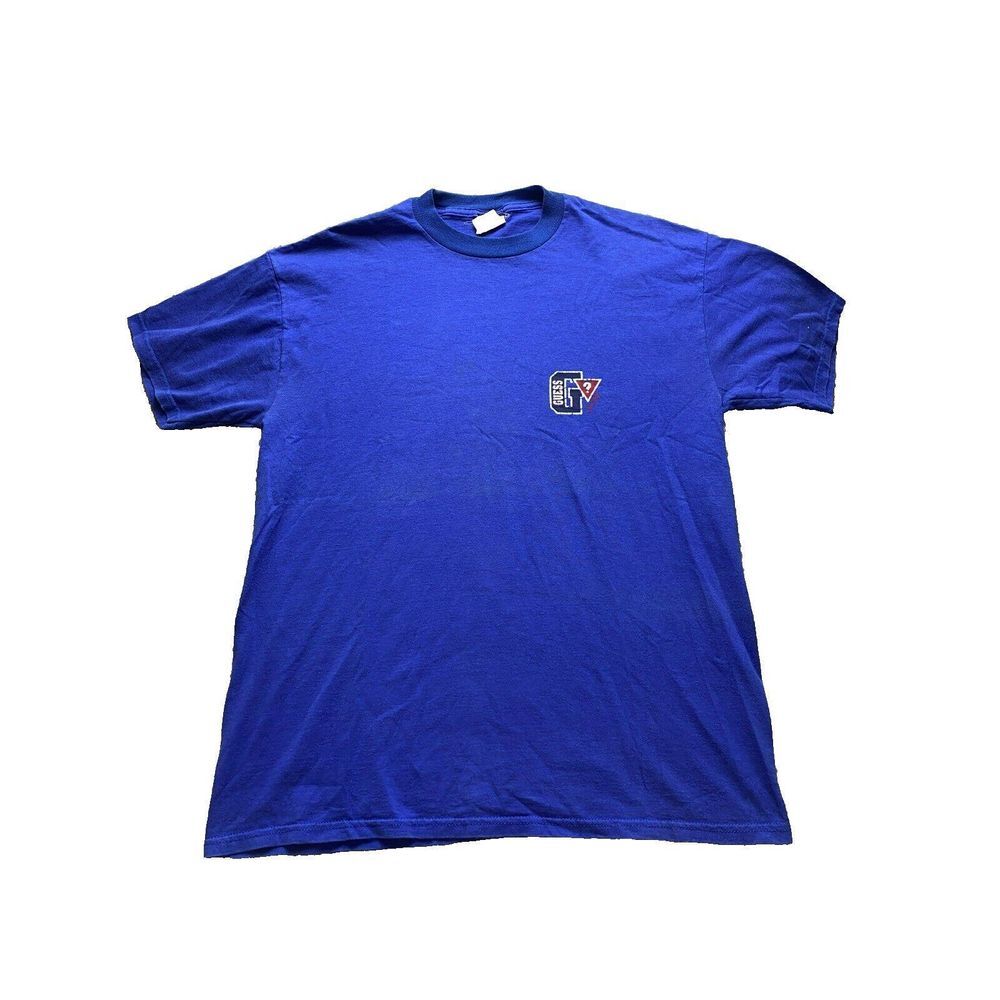 Guess Jeans Jerzees Shirt Adult Large Blue‎ Logo Streetwear Activewear Mens